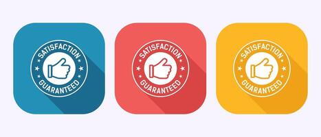 Satisfaction guaranteed icon design illustration, 100 percent satisfaction label sign in shadow button design vector