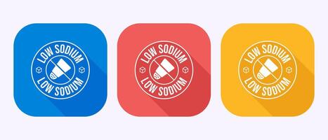 Low sodium icon design, Salt free symbol in shadow button design vector