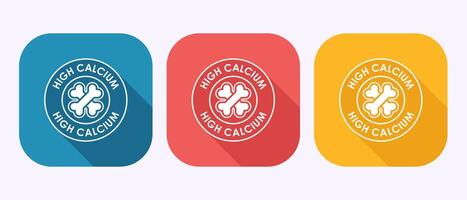 High calcium icon design illustration, High calcium label, sign, symbol, in shadow button design vector