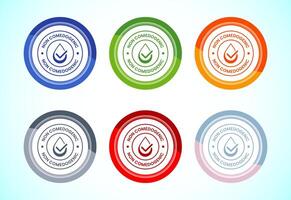 Non comedogenic icon design, non comedogenic sign, 6 color button design set vector