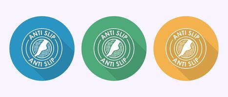 Anti slip icon design. Non slip safety icon, Slip prevention sign symbol in shadow button design vector