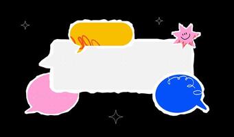 Bright cut out collage with speech bubbles of various shapes and colors. A design template for an announcement, discussion, and conversation. vector