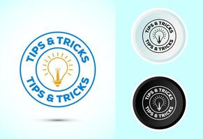 Quick tips icon design, Tips and tricks symbol in color black and white vector