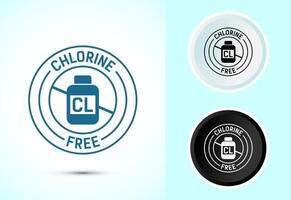 Chlorine free icon design illustration, Chlorine free label, badge, symbol in color, black and white vector