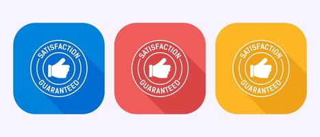 Satisfaction guaranteed icon illustration, 100 percent satisfaction badge label sign in shadow button design vector