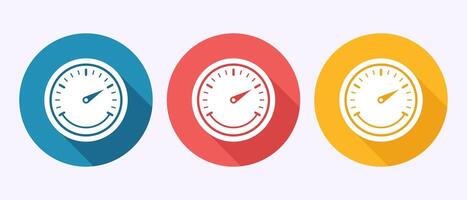 Speedometer Icon design, Speed indicator sign symbol in shadow button design vector