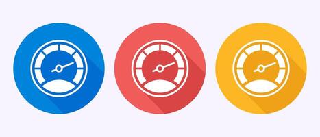 Speedometer Icon, Speed indicator sign symbol in shadow button design vector
