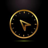 Compass icon design illustration, Navigation sign in gold color style vector