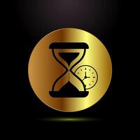Sand clock icon design. Hourglass symbol in gold color style vector