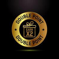 Earn x2 double point icon design. Earn x2 sign in gold color style vector