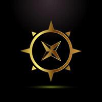 Compass icon illustration, Navigation sign symbol in gold color style vector