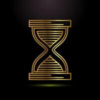 Sand clock icon. Hourglass symbol, Time measuring sign in gold color style vector