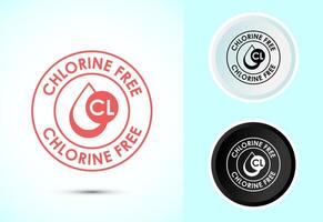 Chlorine free icon, Chlorine free label, badge, sign, symbol in color, black and white vector