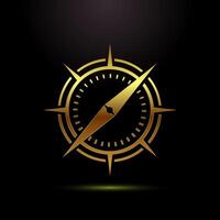Compass icon design, Navigation sign symbol in gold color style vector