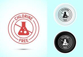 Chlorine free icon illustration, Chlorine free label, badge, sign in color, black and white vector