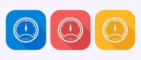 Speedometer Icon design, Speed indicator sign in shadow button design vector