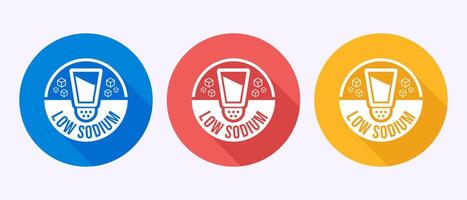 Low sodium icon design illustration, Salt free symbol in shadow button design vector