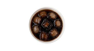 A bowl of ice and soda on a white background photo