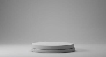 A white pedestal on a gray background photo