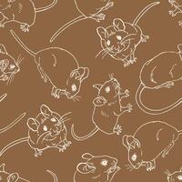 Seamless pattern with mouse Hand drawn illustration vector