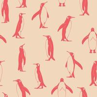 Seamless pattern, penguin. Hand drawn illustration. vector