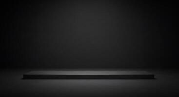 Empty black pedestal on a dark background photo