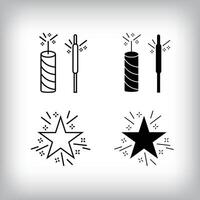 Explosion, confetti, candle, star shine sweet bagel and fun design. Simple linear and flat event celebration icon set. vector