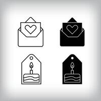 Label, heart mail and fun design. Simple linear and flat event celebration icon set. vector