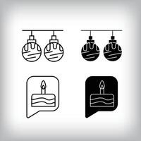 Birthday speech bubble, decoration and fun design. Simple linear and flat event celebration icon set. vector