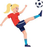 Girl playing soccer kicking ball in sportswear active lifestyle illustration vector