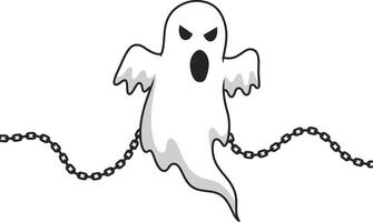 Ghost with angry expression and broken chains spooky Halloween character illustration vector