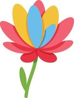 Colorful flower with red yellow and blue petals isolated on white background for design projects and decoration vector