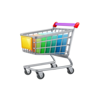 Colorful Shopping Trolley with Empty Basket png