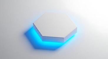 A white box with blue lights on it photo