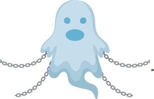Ghost character with chains in blue shades spooky Halloween illustration vector