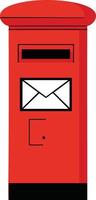 Red Mailbox Illustration with Envelope Icon and Black Base Design vector