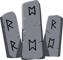 Ancient stone runes standing tall with mystical symbols in gray color illustration vector