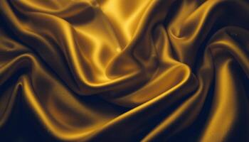 Golden fabric folds in a luxurious close-up view. photo