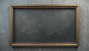 Empty antique frame against a textured wall. photo