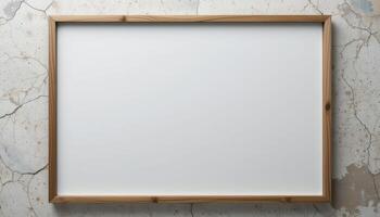 Empty picture frame against a textured backdrop. photo