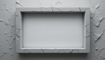 Cracked Stone Frame Against Weathered Wall photo
