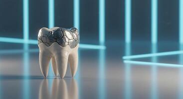 A tooth with a broken tooth on a table photo