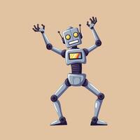 Retro style robot character with expressive gesture in illustration design vector