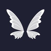 White and grey butterfly wings illustration on dark background with symmetrical design for creative projects vector