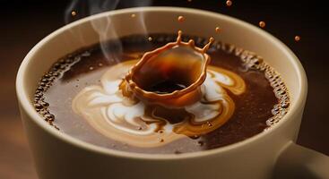 A coffee cup with a liquid coming out of it photo