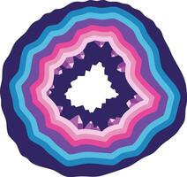 Colorful abstract geode rock slice with blue and pink layers illustration for design and decoration vector