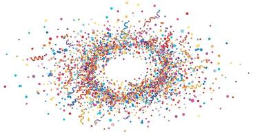 A circle of colorful confetti on a white background photo