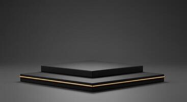 Black and gold box on a gray background photo