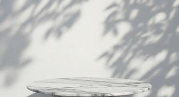 A marble table with a shadow on it photo