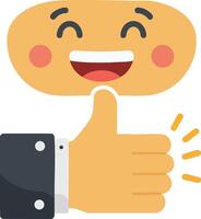 Smiling Face Emoji with Thumbs Up Hand Gesture for Positive Feedback and Approval in Illustration vector